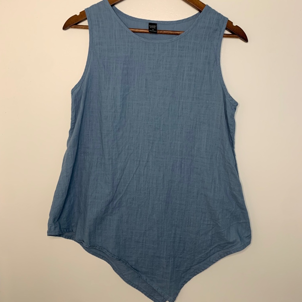100% cotton asymmetrical hem sleeveless shirt